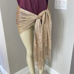Sheer gold wrap or scarf, skirt, swim cover up 18.5” x 82” or 69”